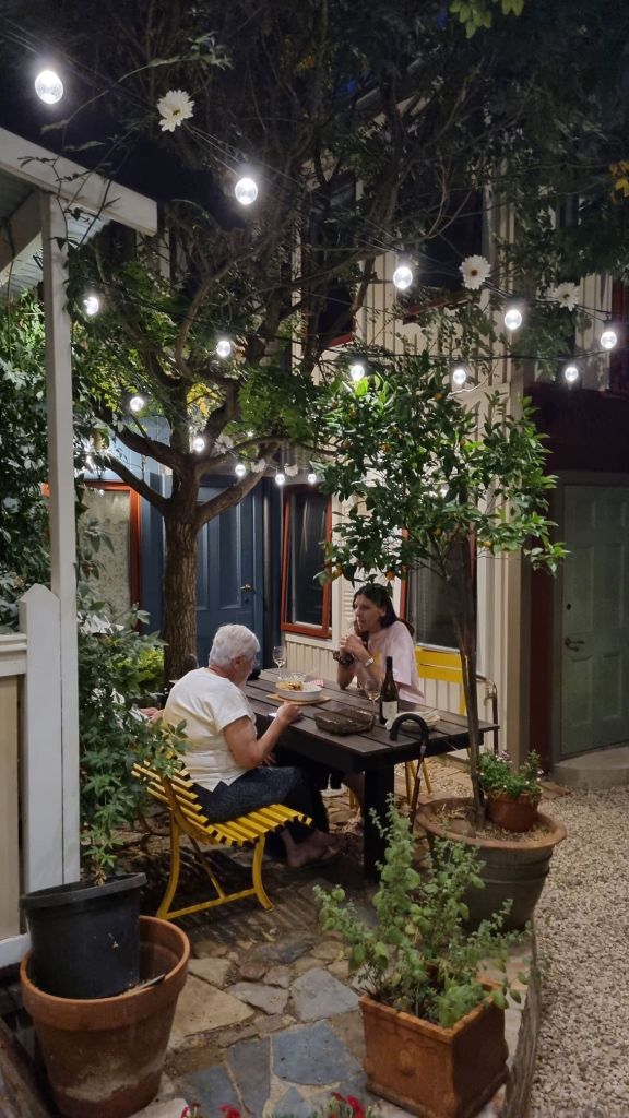 Courtyard under lights