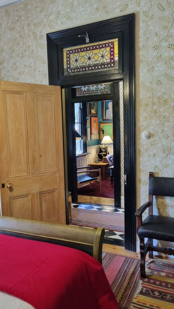 View of living room from bedroom door